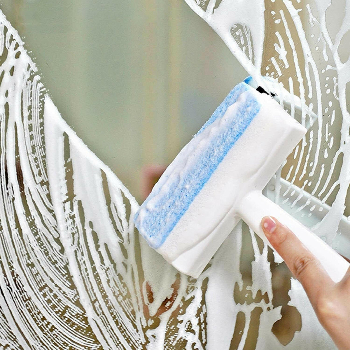 Overview of the 2-in-1 glass cleaner and brush, highlighting its dual functionality.