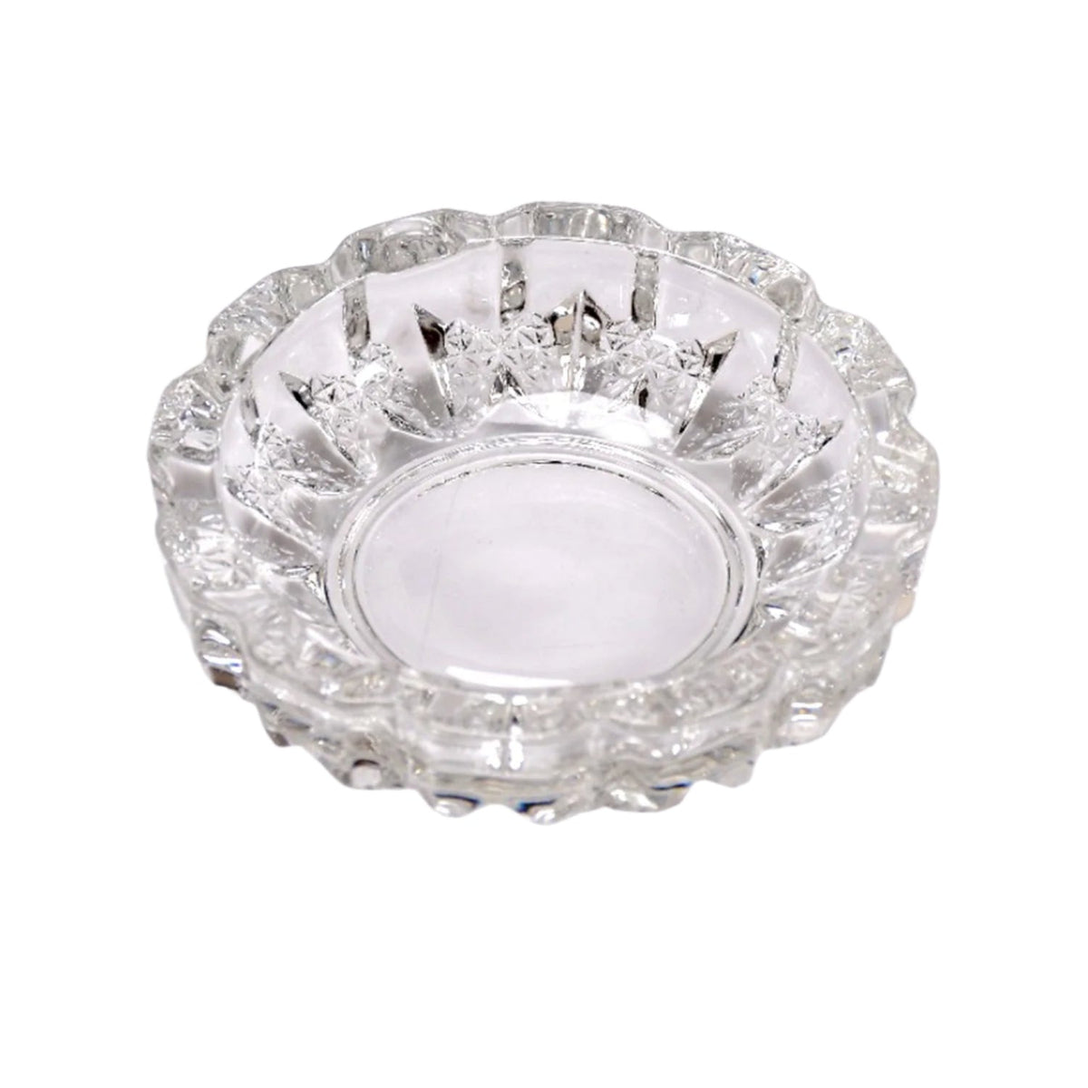 Versatile glass ashtray with multiple slots, suitable for both cigars and cigarettes.