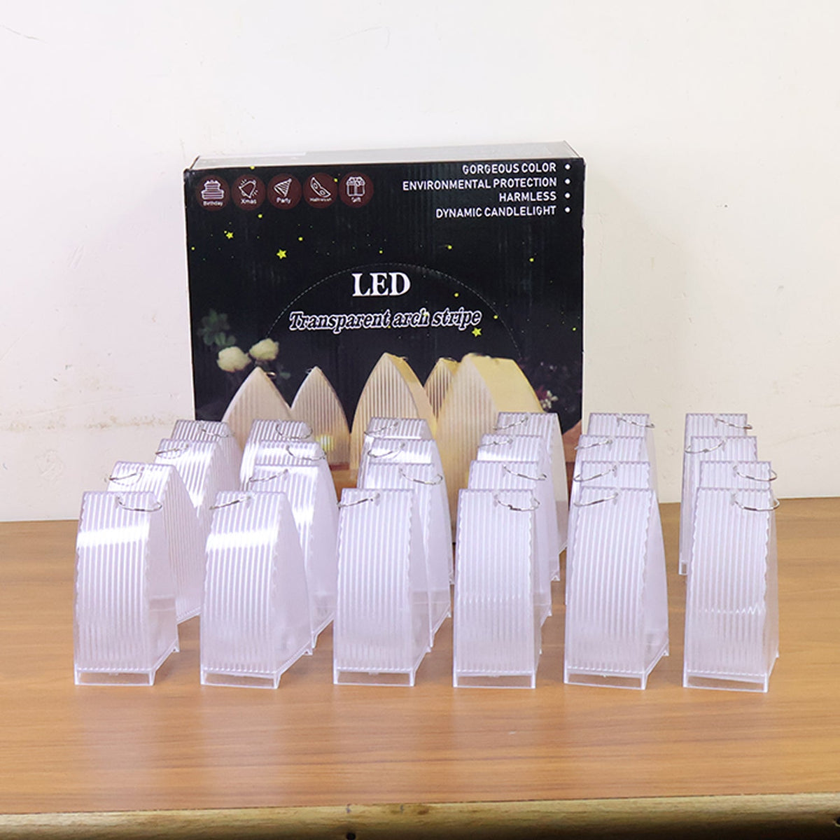 Transparent decorative LED candle lights set with flameless design