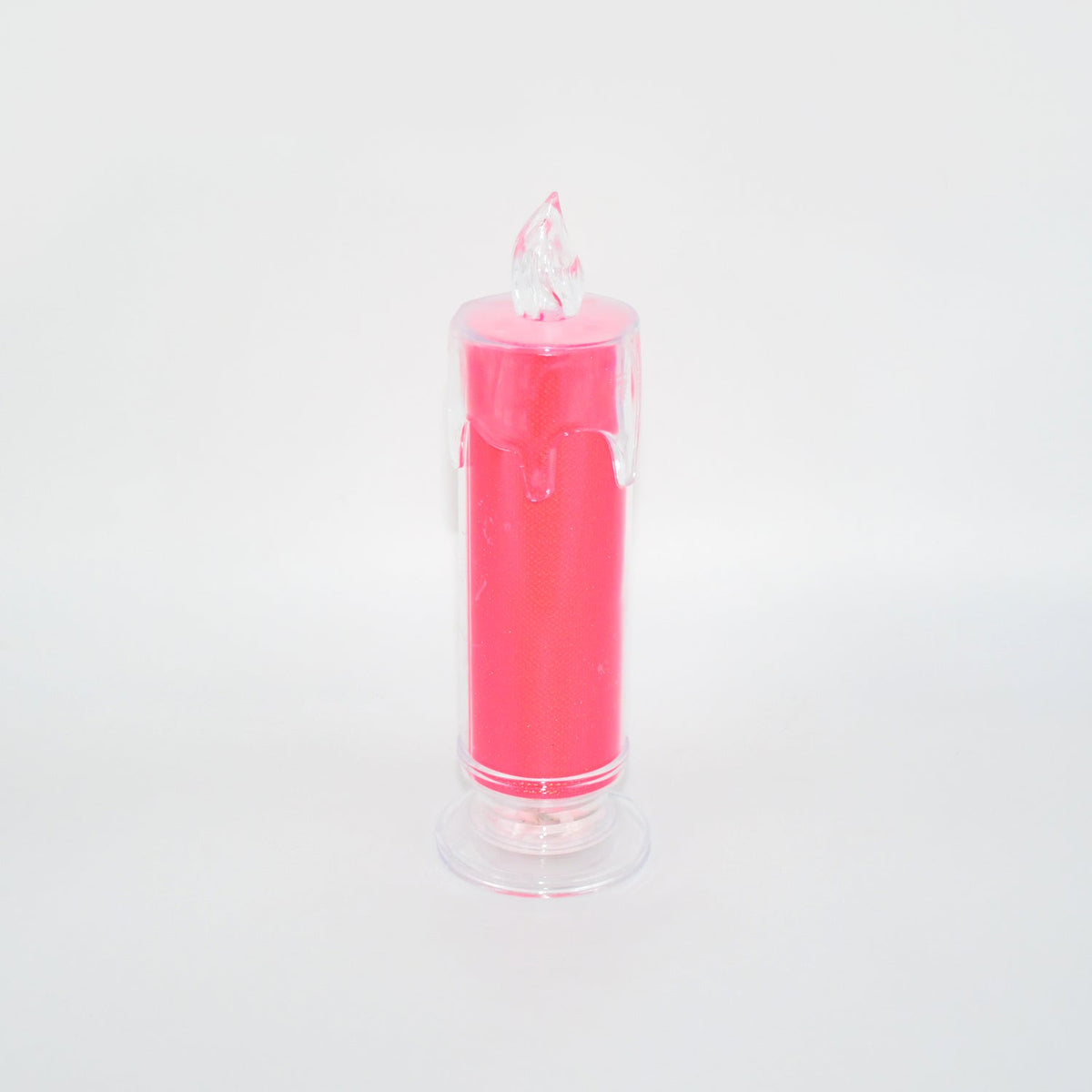 Detailed view of the red LED flameless candle, highlighting its safe and captivating glow.