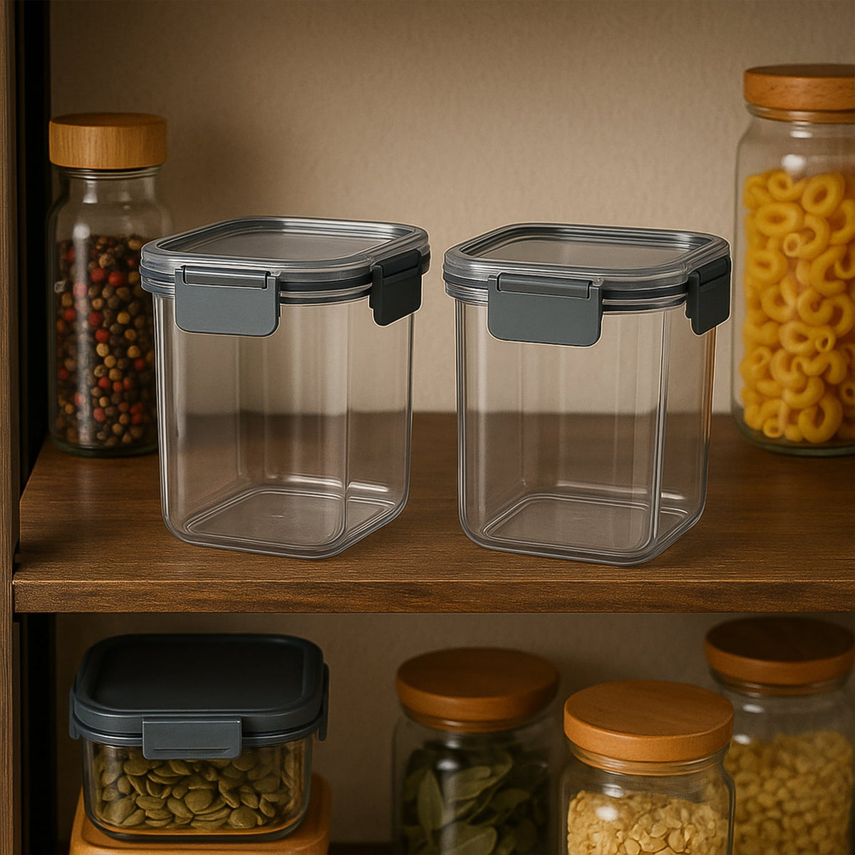 Stacked Apex airtight food storage containers in kitchen space