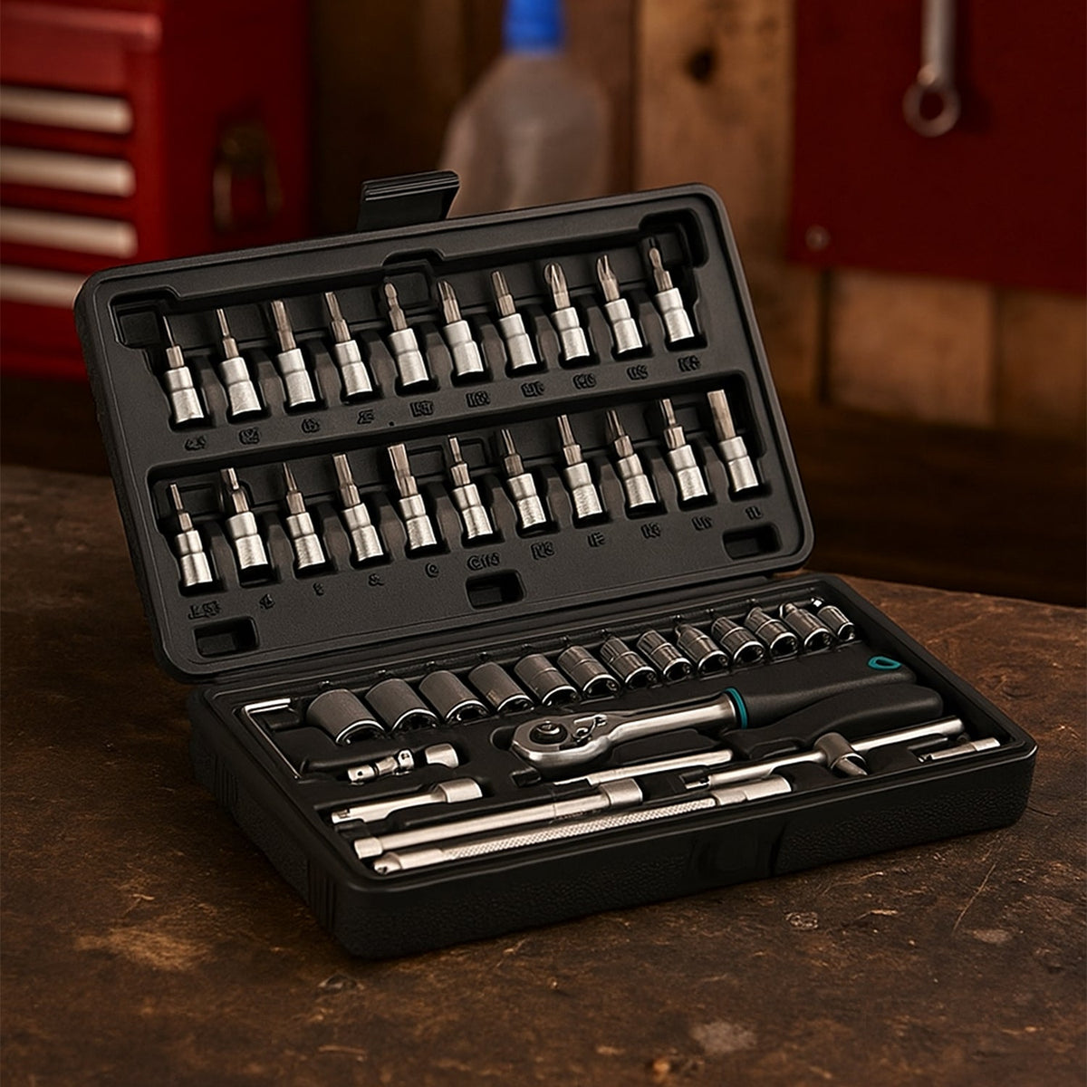Elvanik 46 piece socket set for household DIY maintenance