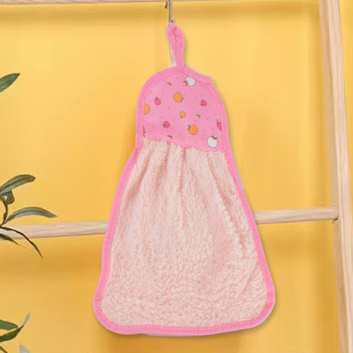 Microfiber kitchen towel hanging beside wash basin for easy access