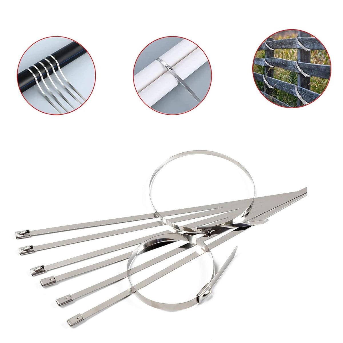 A detailed view of the 304 stainless steel material used in the construction of these robust zip ties.