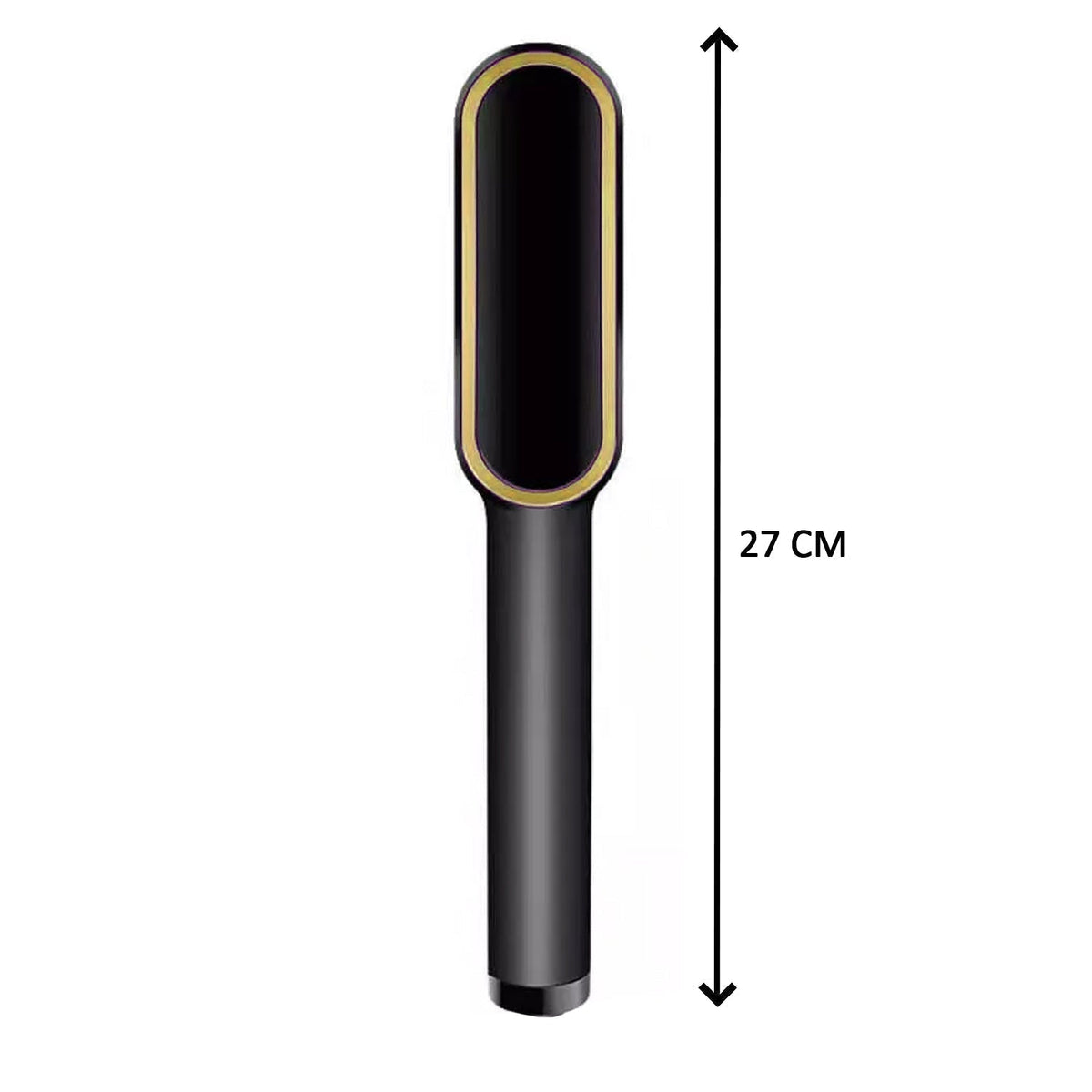 Hair straightener displaying temperature control buttons and LED readout.