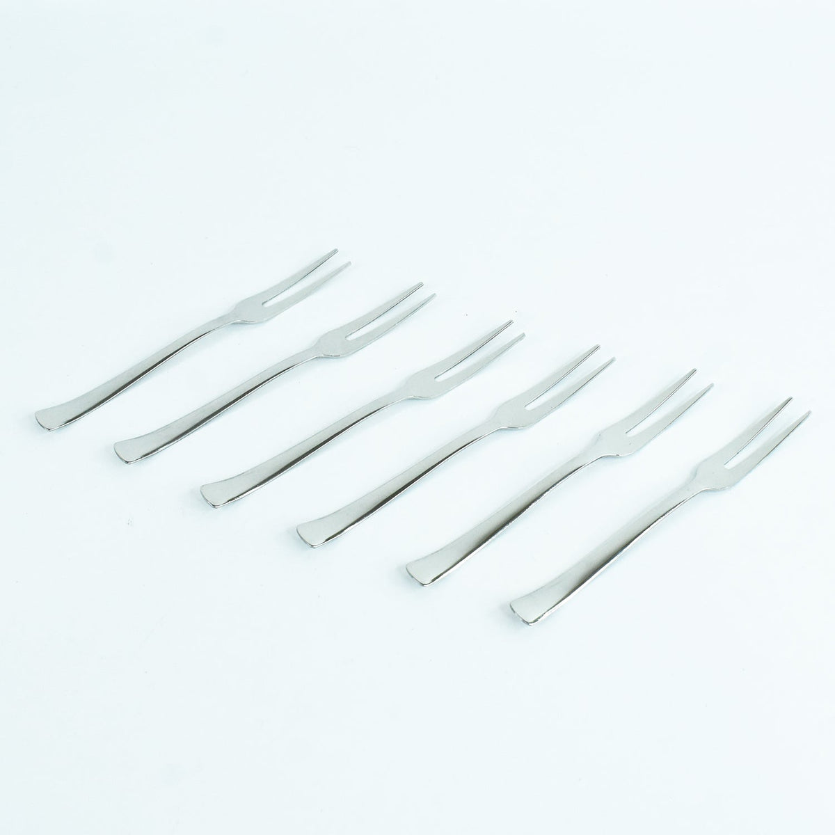 Apex stainless steel fruit fork set showcased for parties and gifting