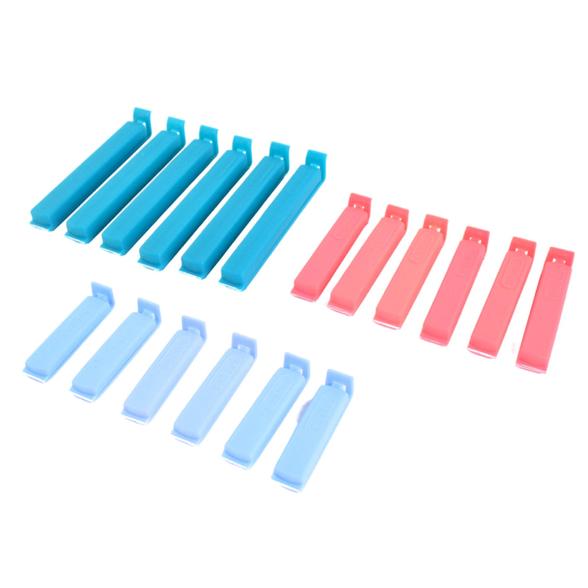 Multicolor Ritu airtight bag clip set arranged neatly, ready for kitchen use.