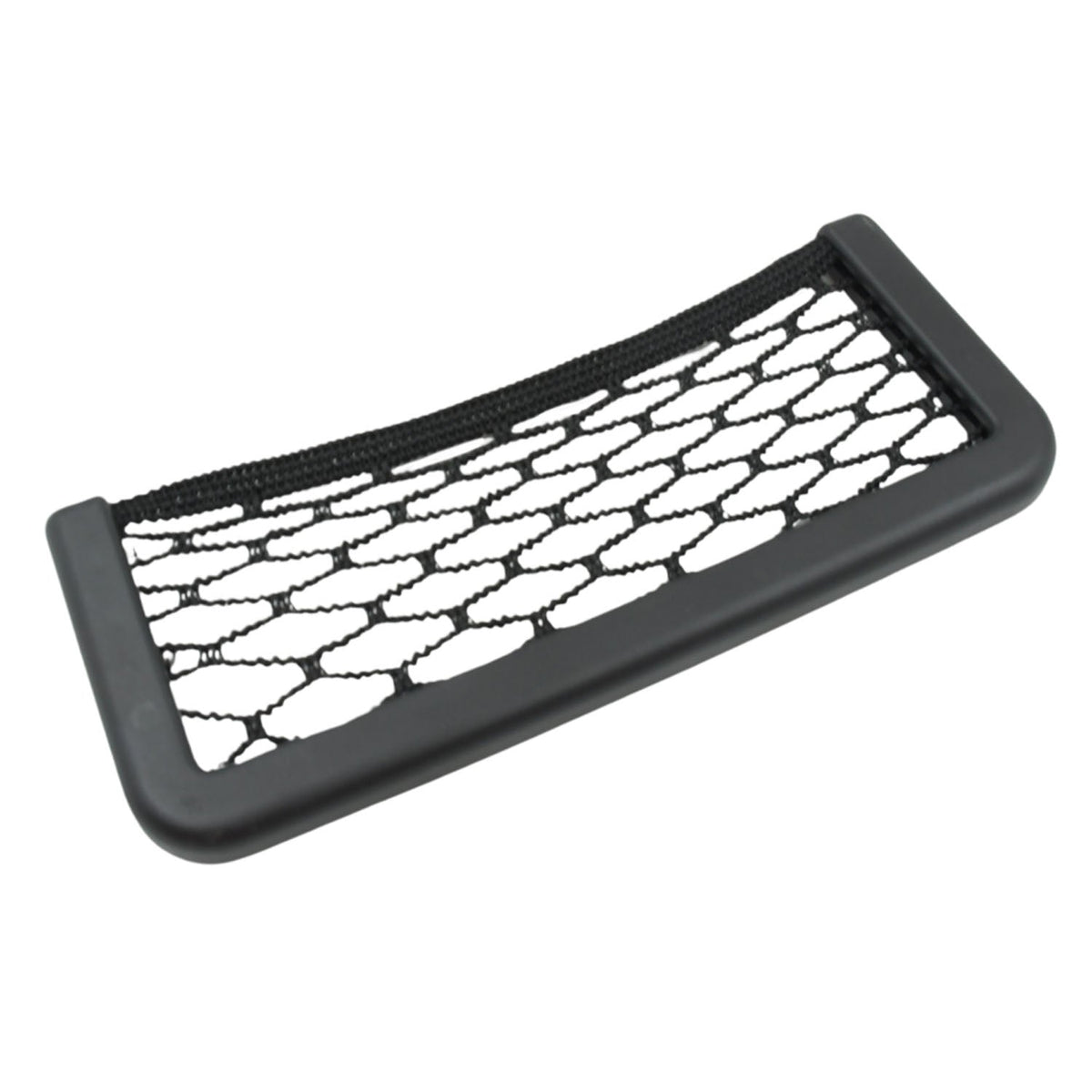 Lifestyle shot of the car seat organizer holding a phone and wallet in a car.