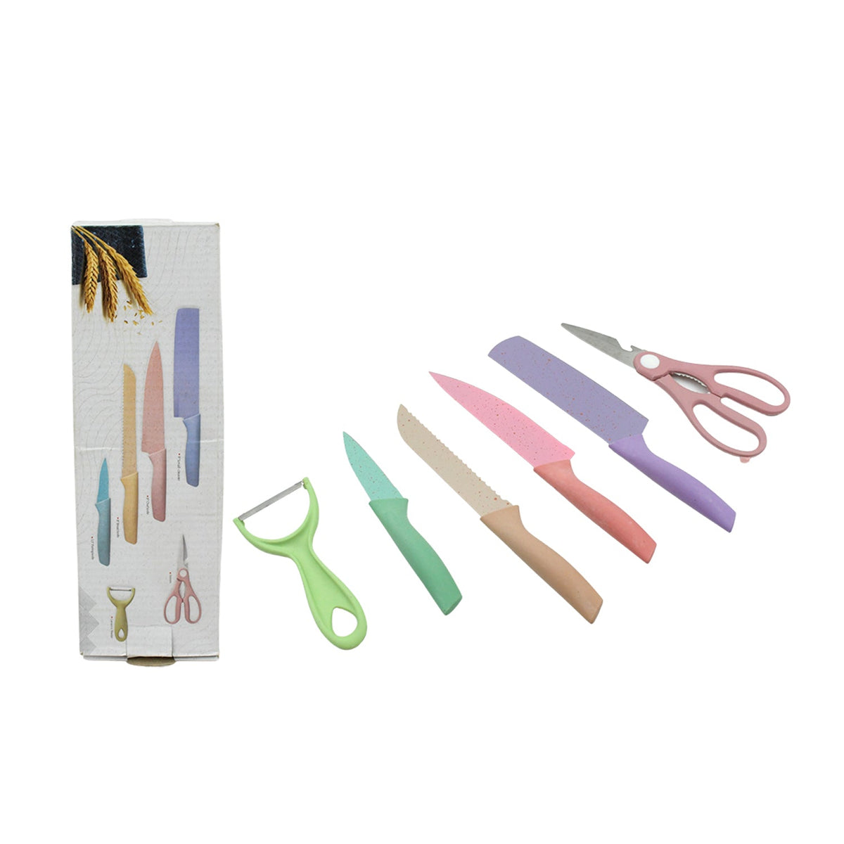 A hand efficiently uses the ceramic peeler, part of the versatile kitchen knife set.