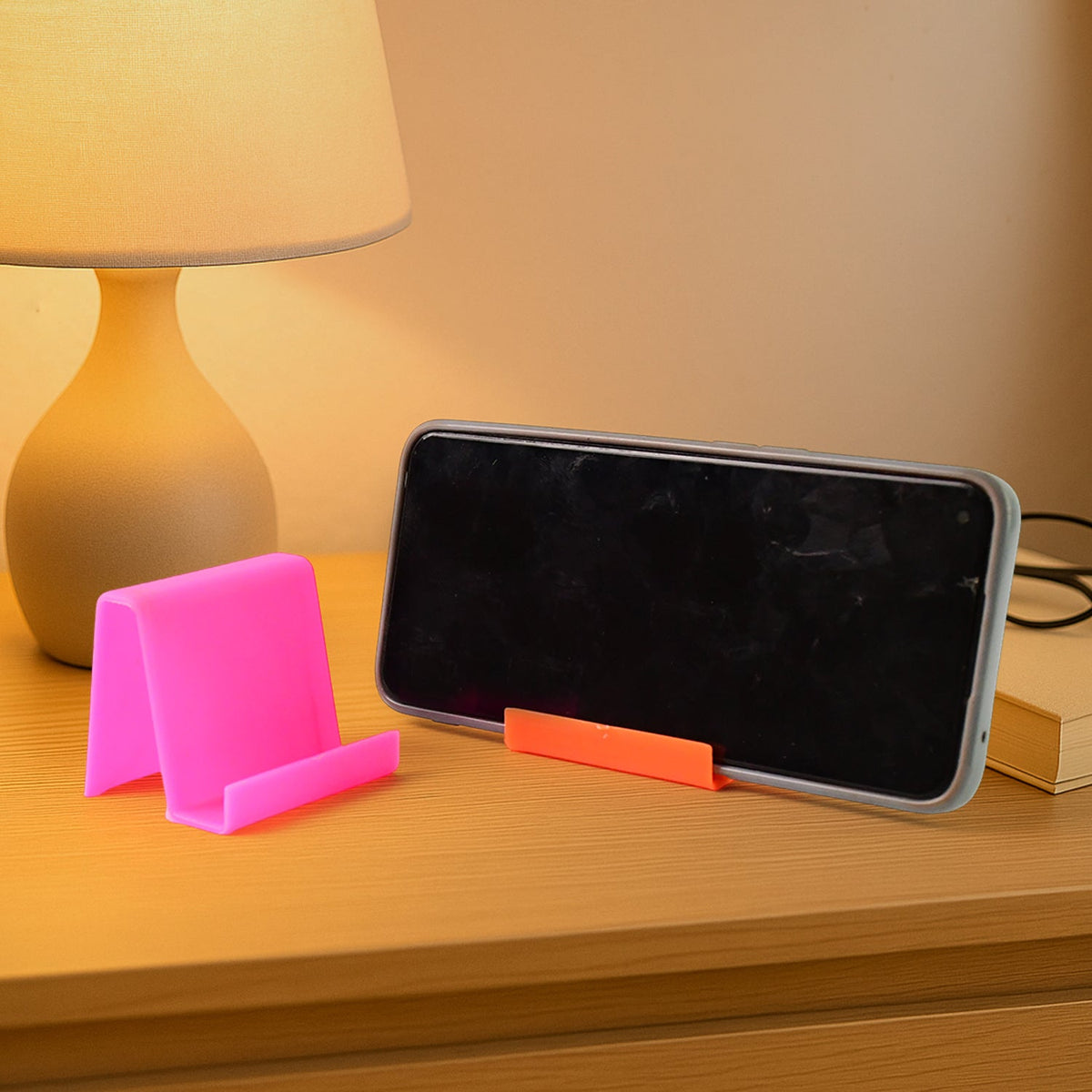 Mobile phone stand with solid base ensuring stable smartphone placement