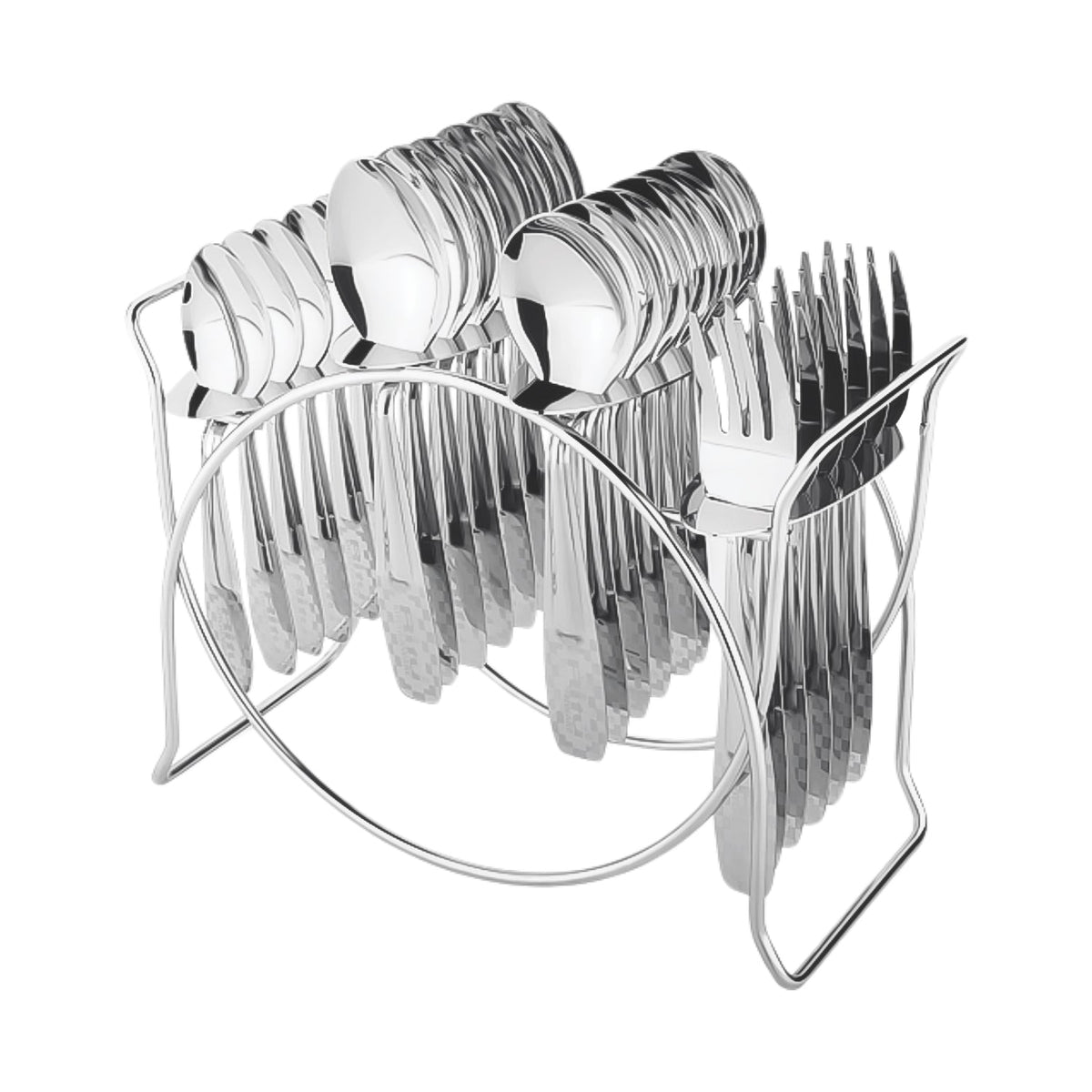 TableEase stainless steel cutlery kit featuring 24 pieces with coordinated stand