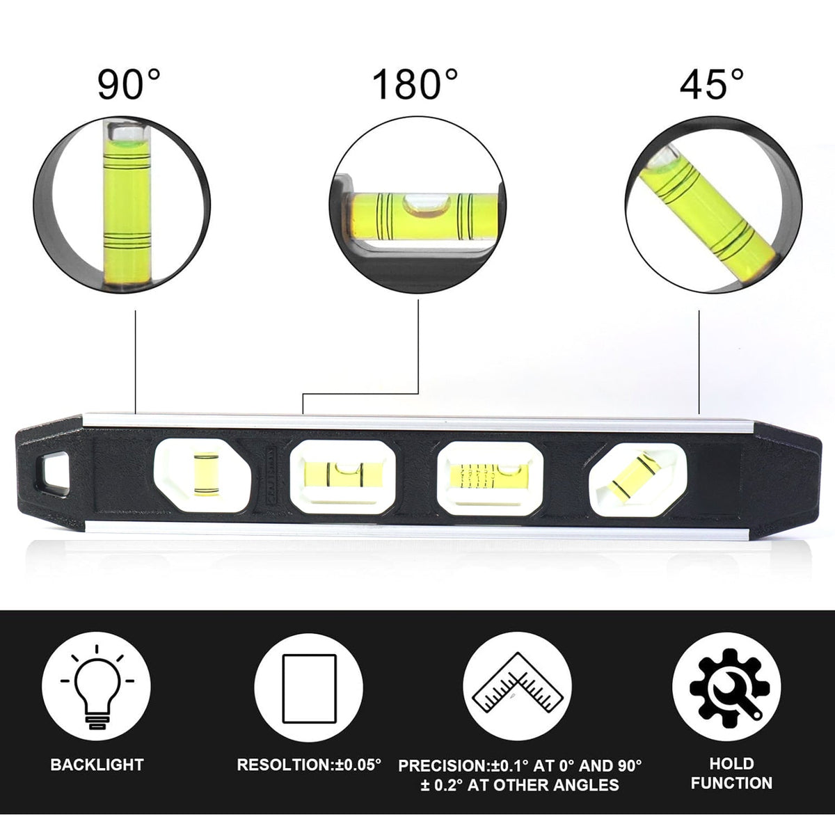 Durable aluminum frame spirit level tool for accurate home and workshop use