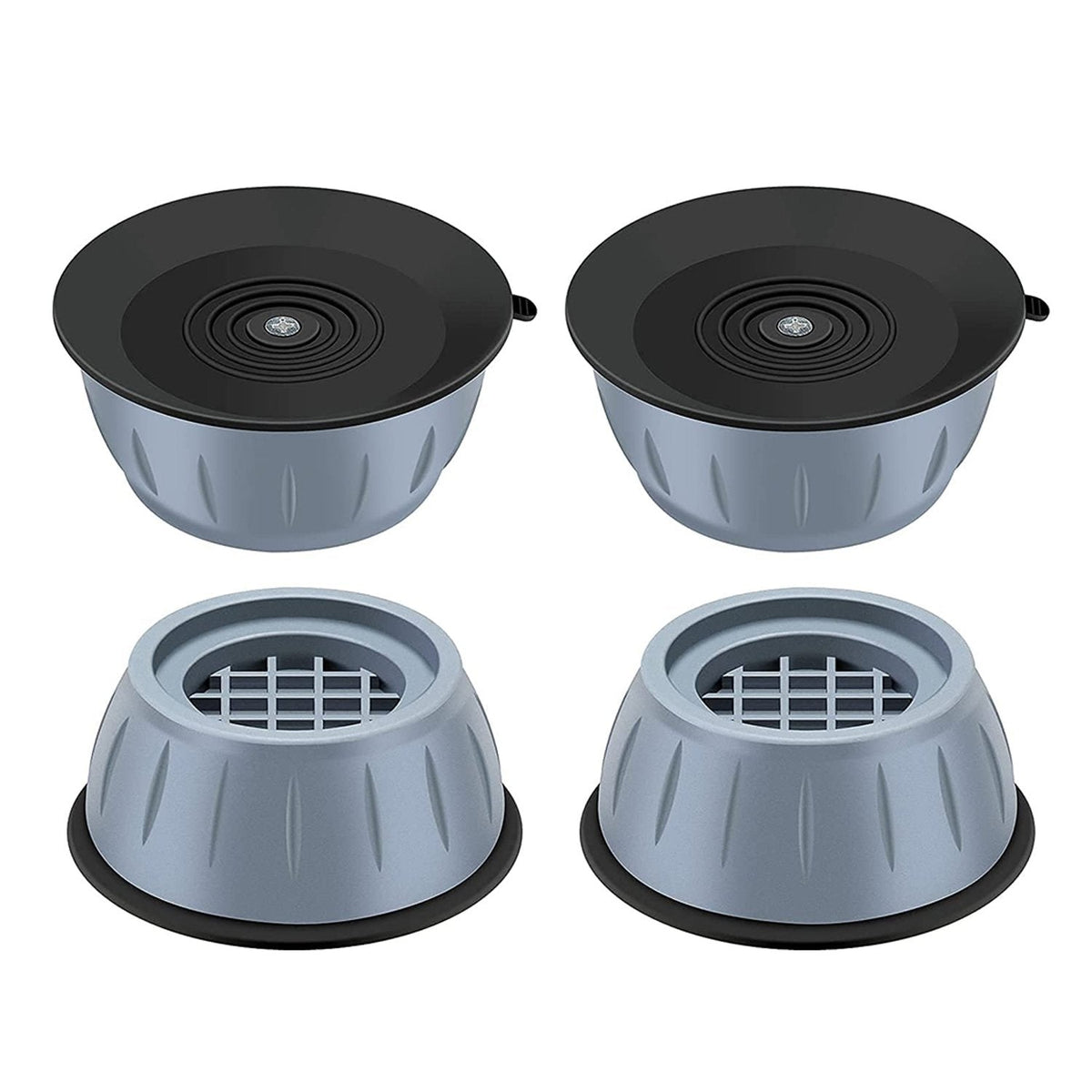Set of four anti vibration pads with suction cup feet for washing machines.