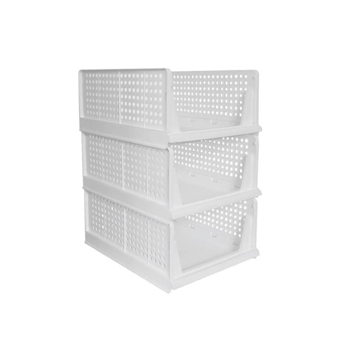 Stackable 3-layer closet organizer, perfect for efficient wardrobe clothes storage and decluttering.