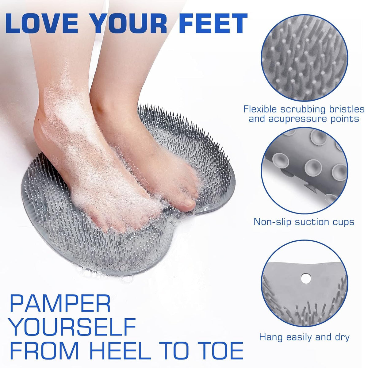 Silicone bath foot scrubber mat used for foot massage