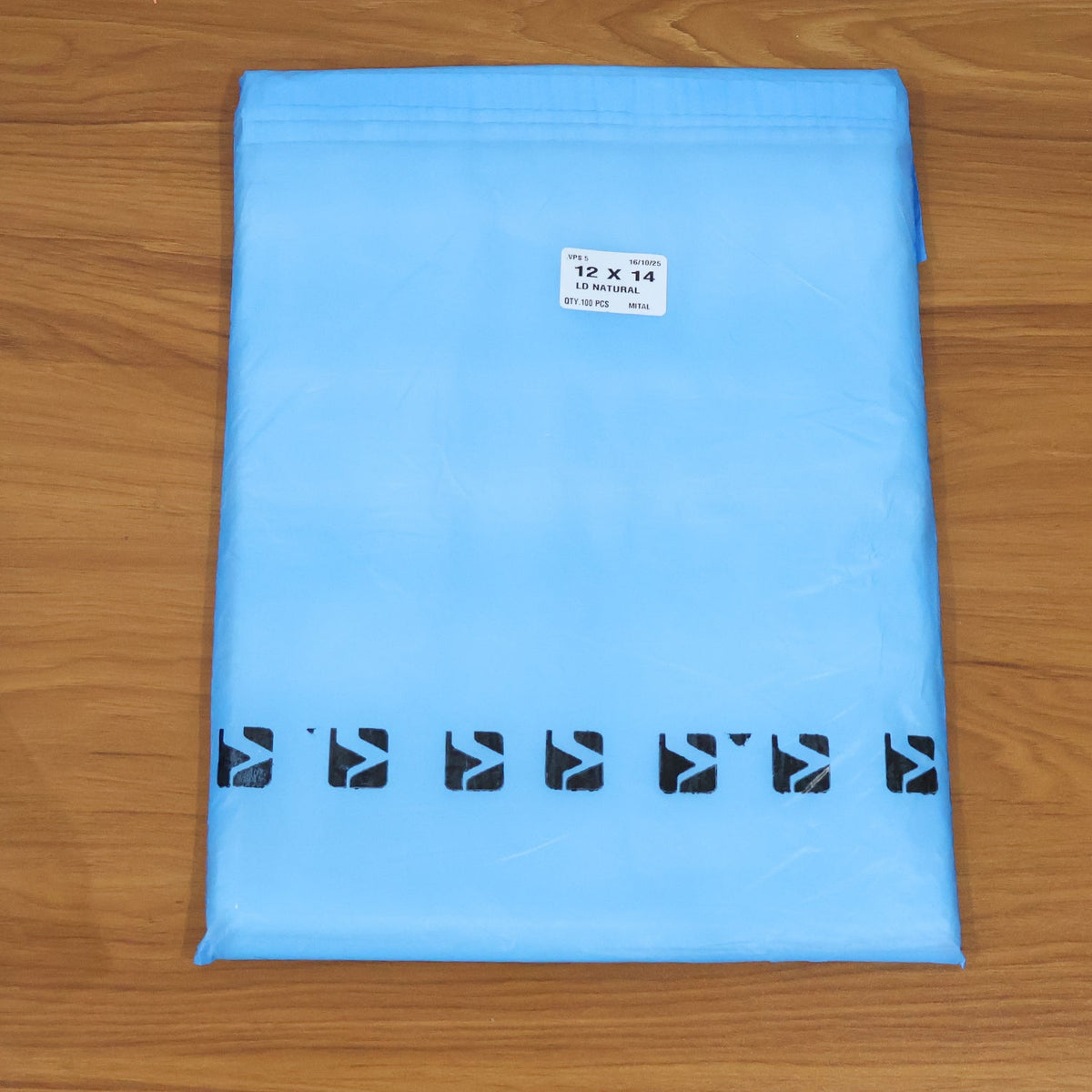 Close-up of self-adhesive courier polybag seal for tamper resistance