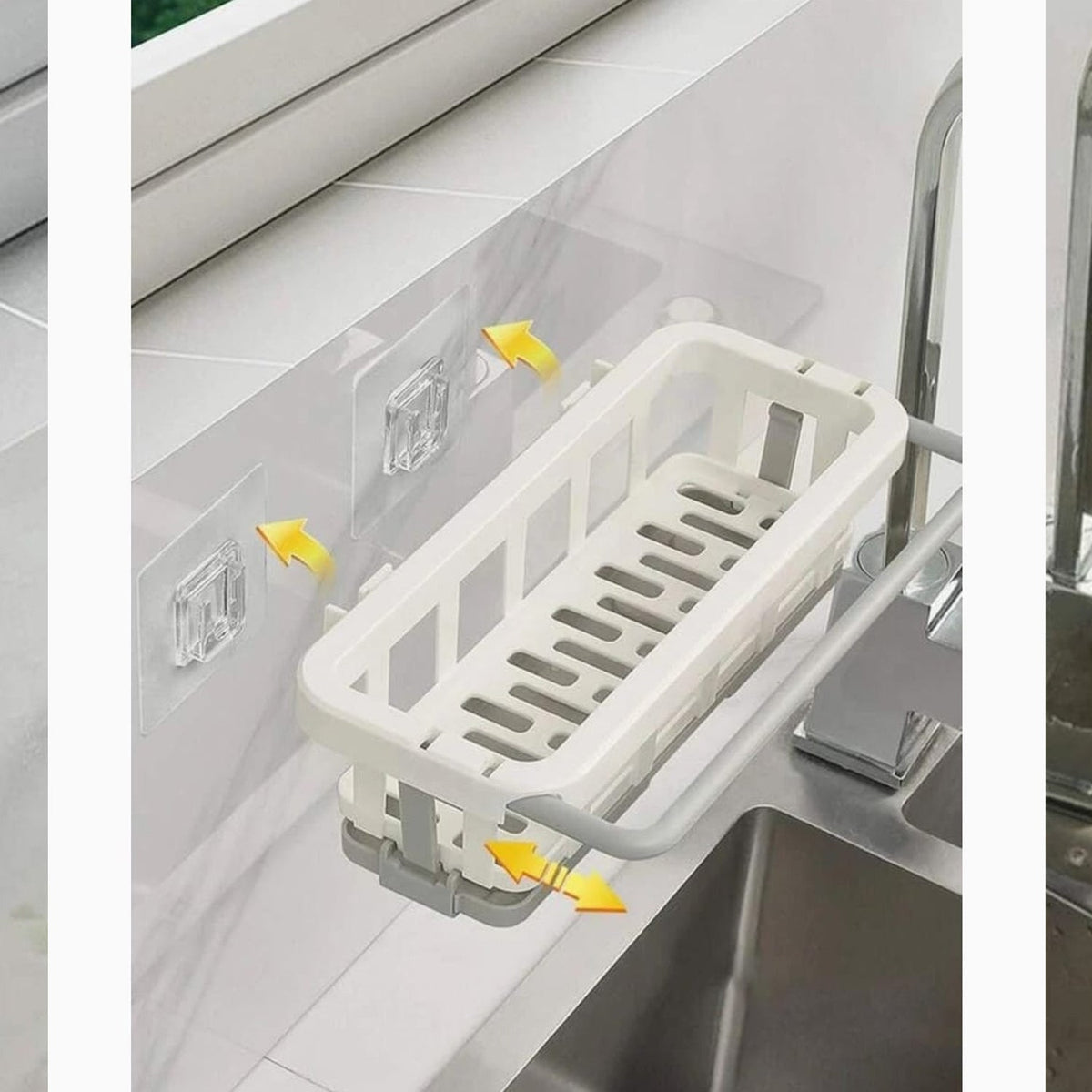 Clean and organized kitchen sink area, thanks to the efficient Bathora sink organizer.