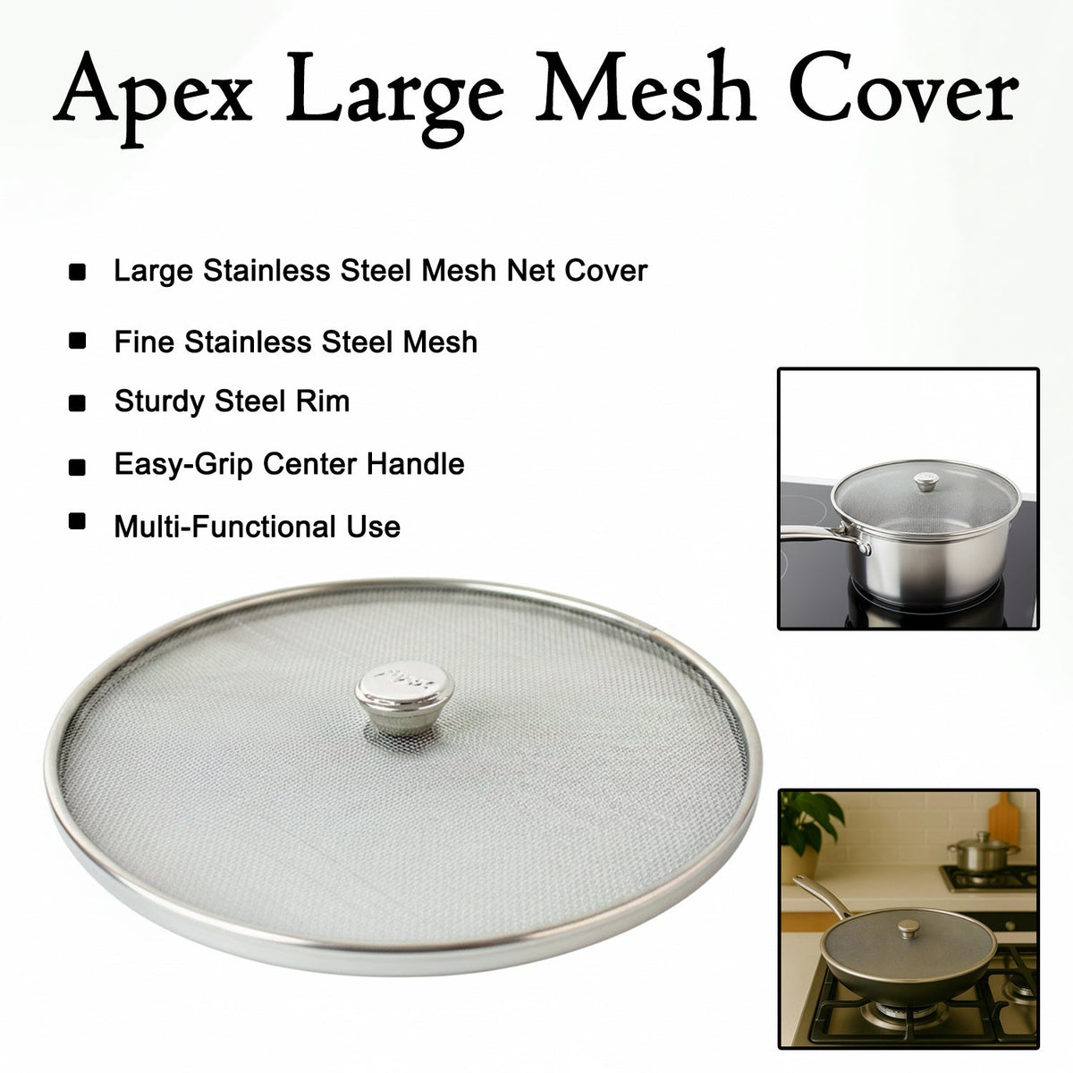 Apex large stainless steel mesh net cover ideal for kitchen cooking