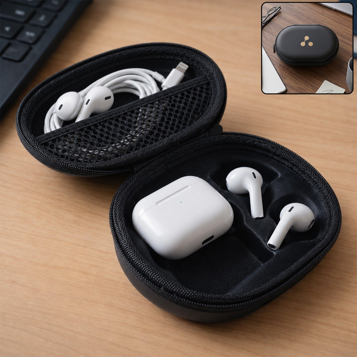 Hard shell Bluetooth earbuds protective case available on Elvanik
