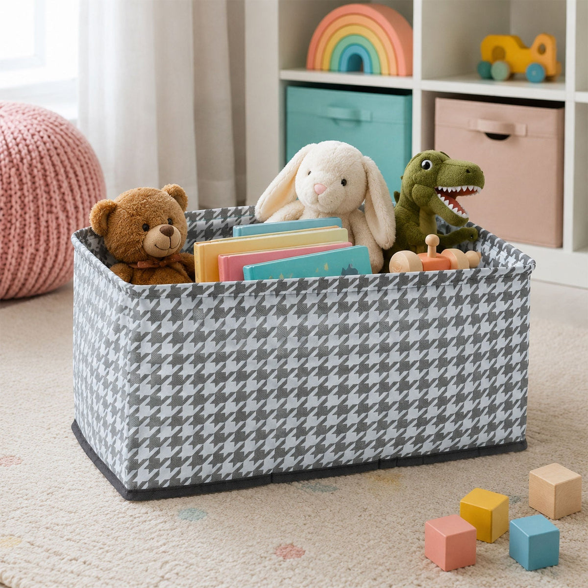 Home use fabric organizer basket with handles