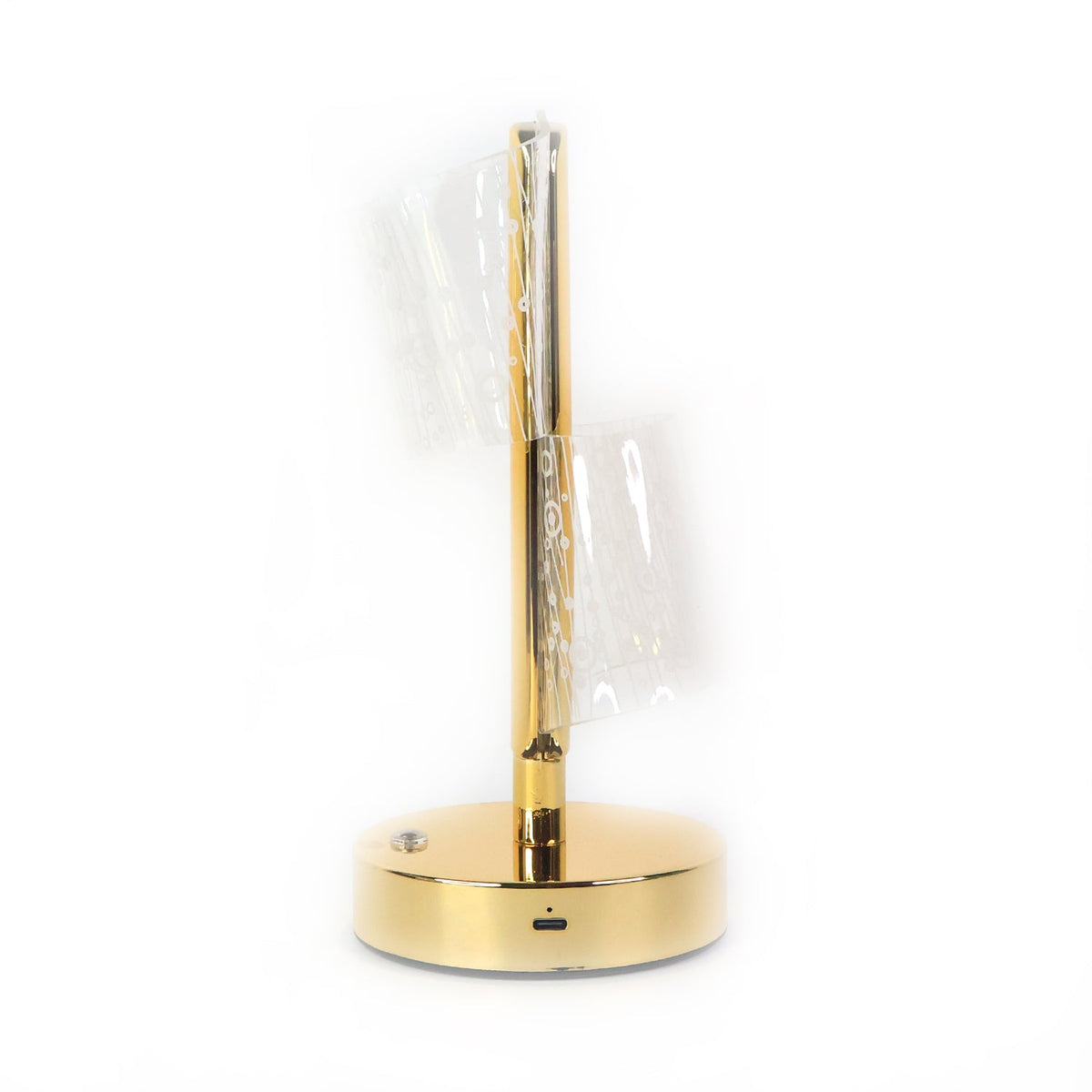 Crystal LED table lamp glowing warmly, perfect for home ambiance