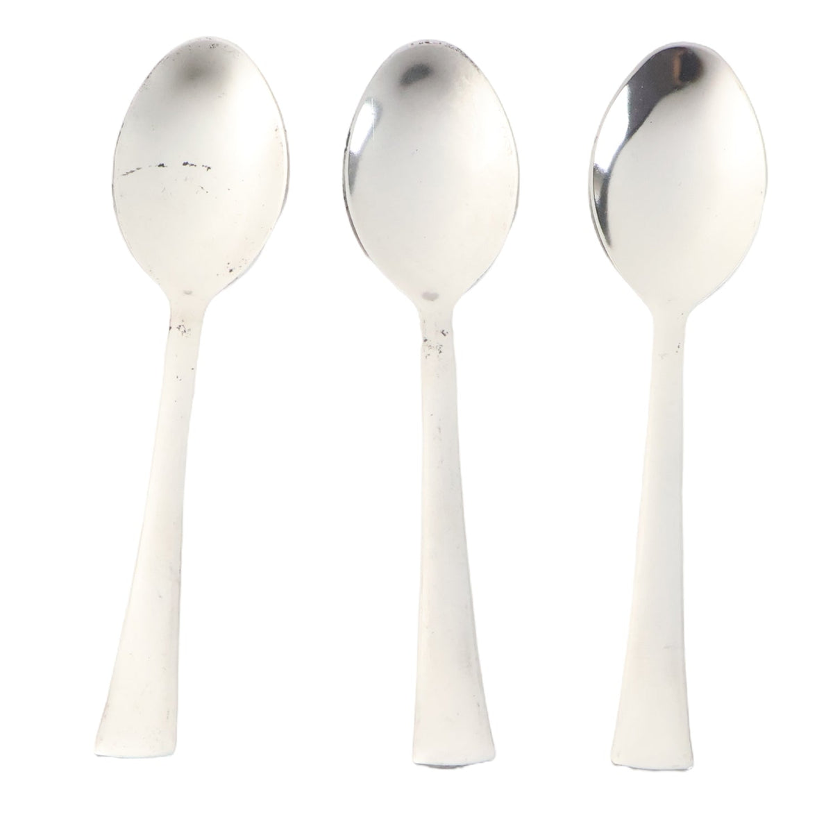 Stacked set of three lightweight, rust-resistant dining spoons