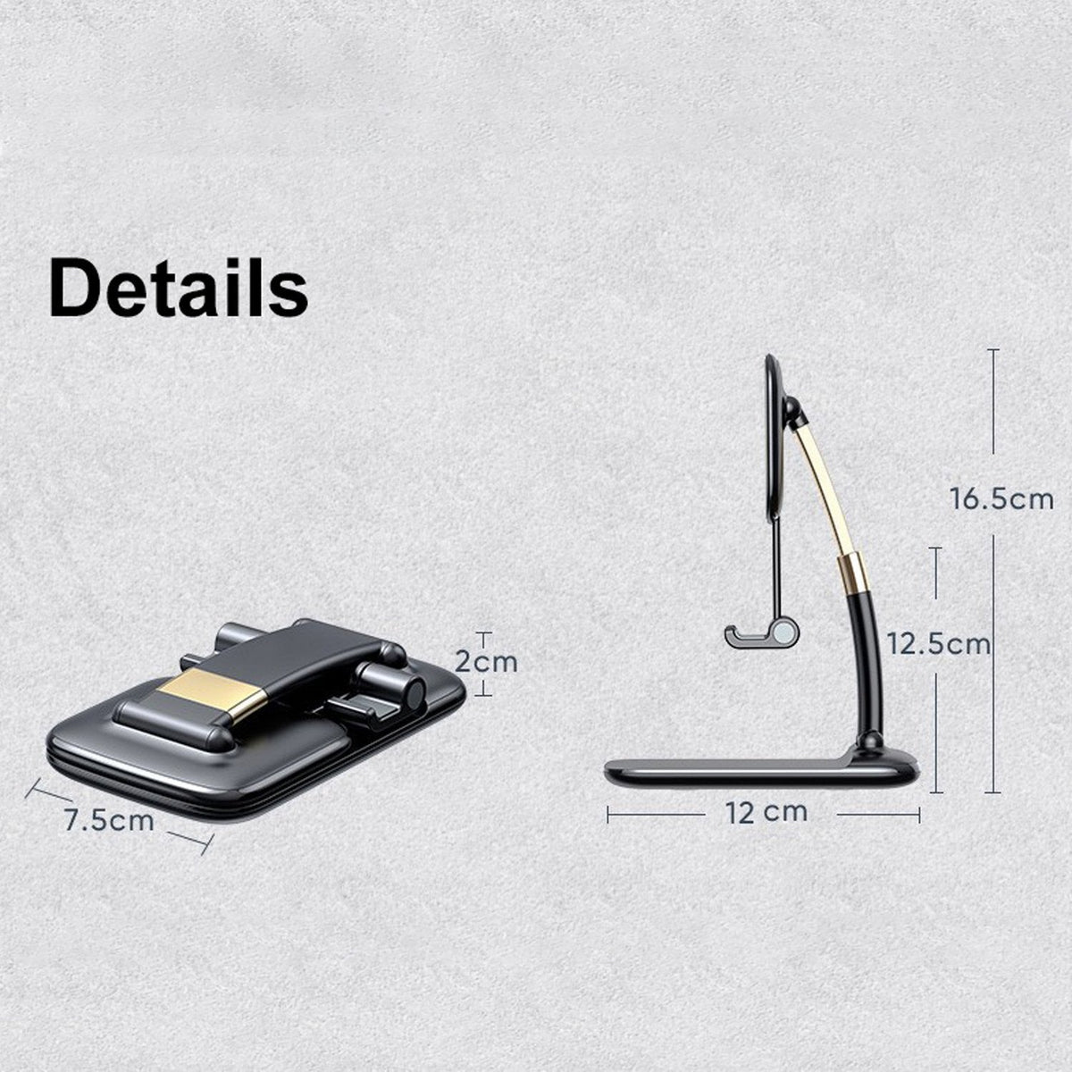 Slim and lightweight folded phone holder, ideal for carrying in a bag.
