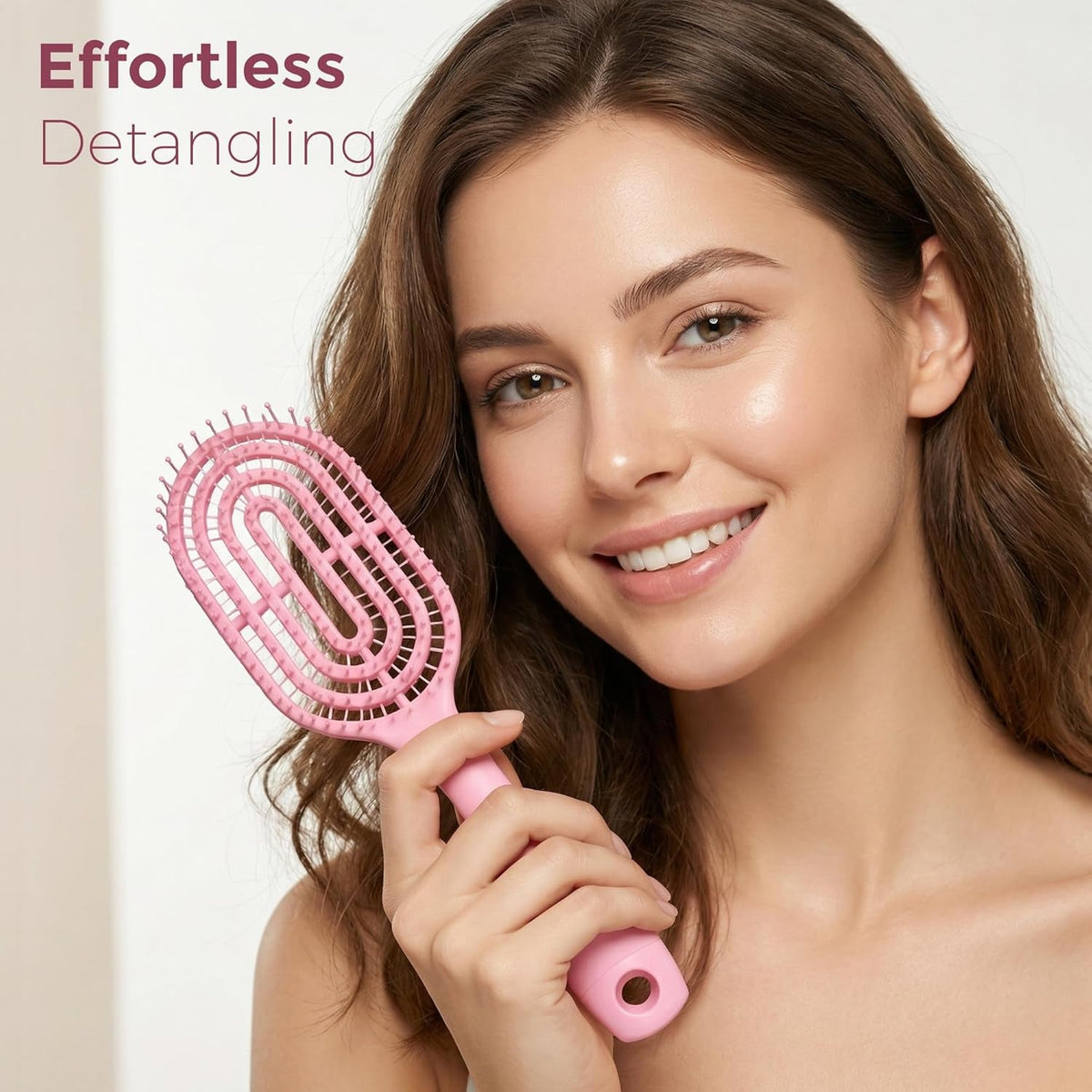 Close up of the flexible bristles on the detangling massage comb.