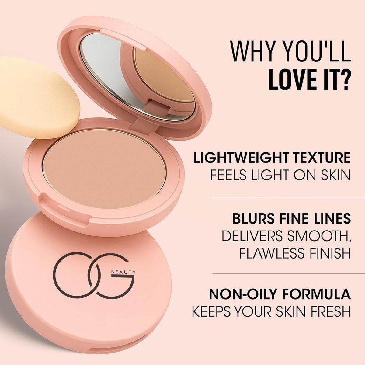 OG Beauty Java Compact Powder with applicator in open compact
