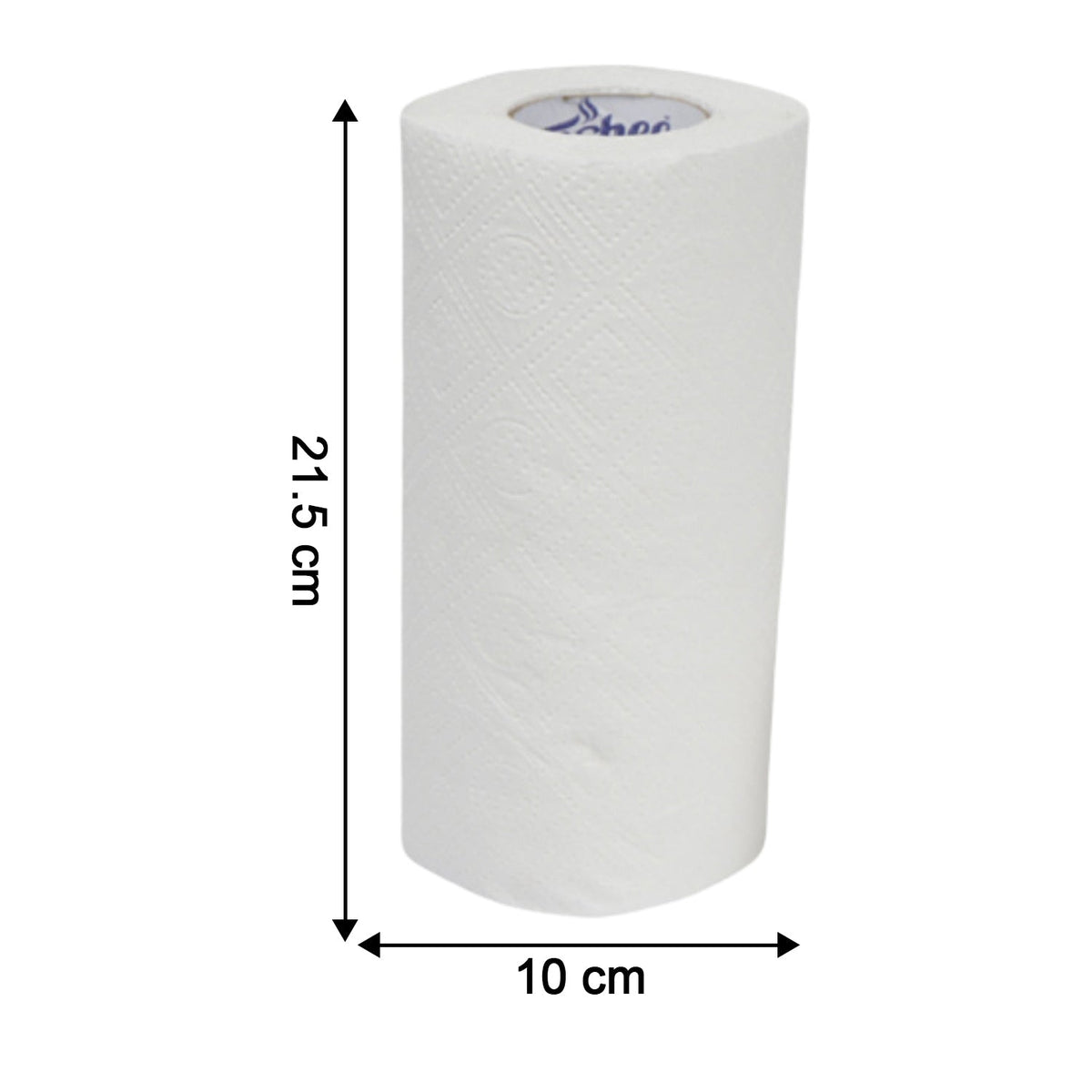 Close-up showing sheet size and perforation on Freshee kitchen paper towel roll