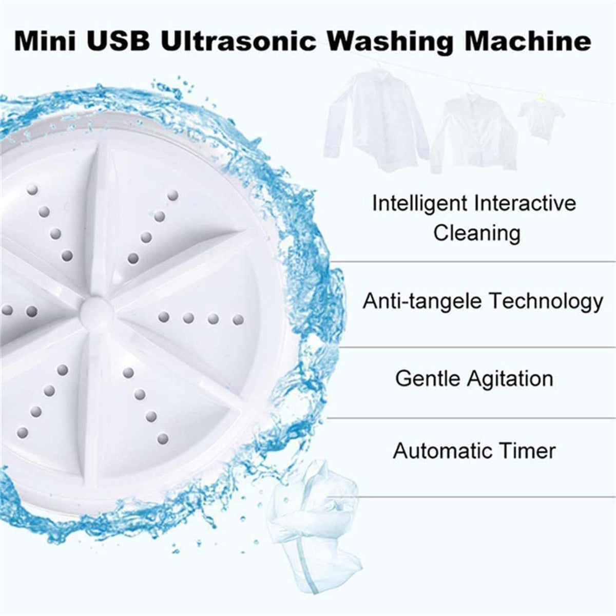 A mini portable washing machine in a compact setting, perfect for dorms or camping trips.