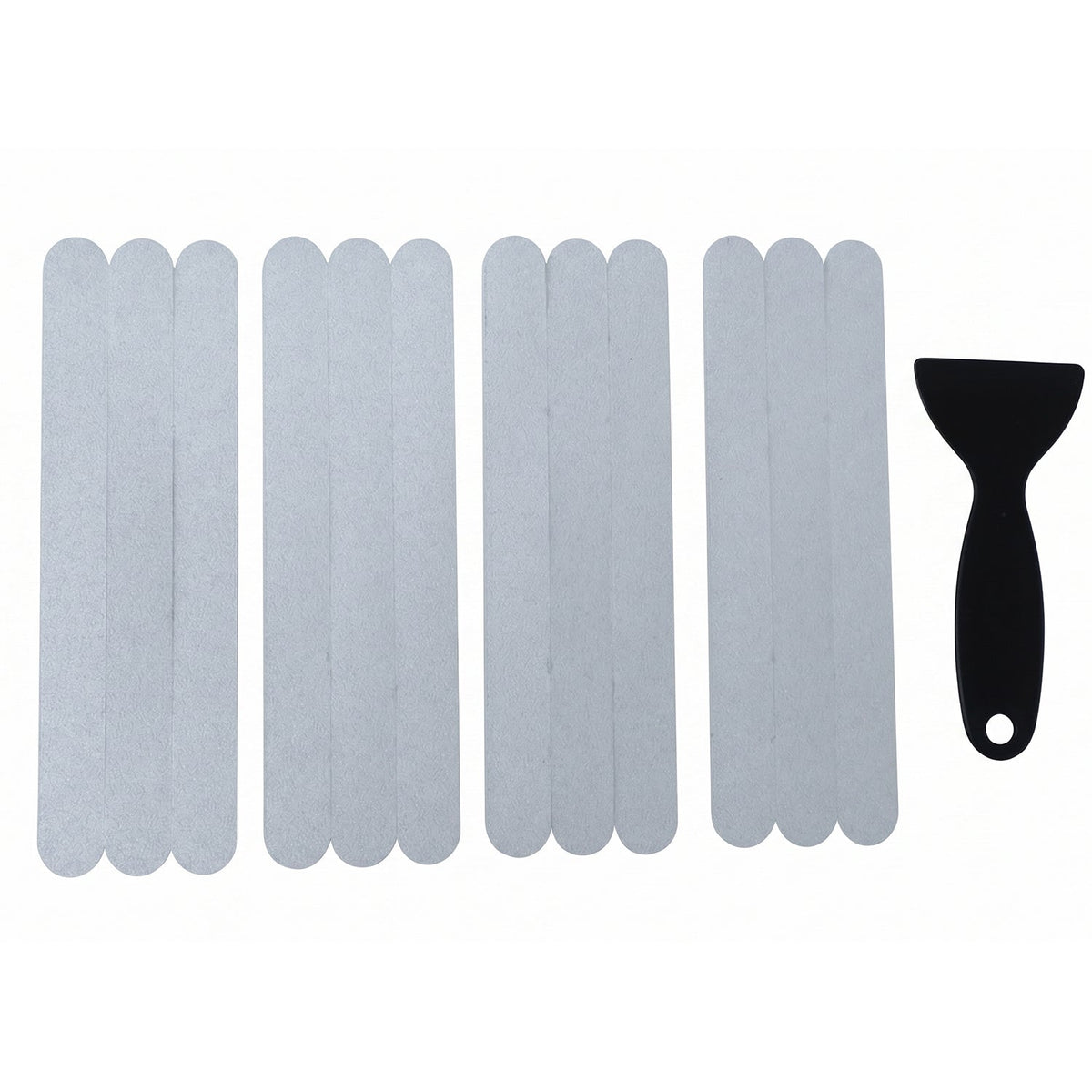 Close-up of textured grip surface on clear bathroom safety strips
