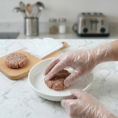 Kitchen hygiene gloves on a white background