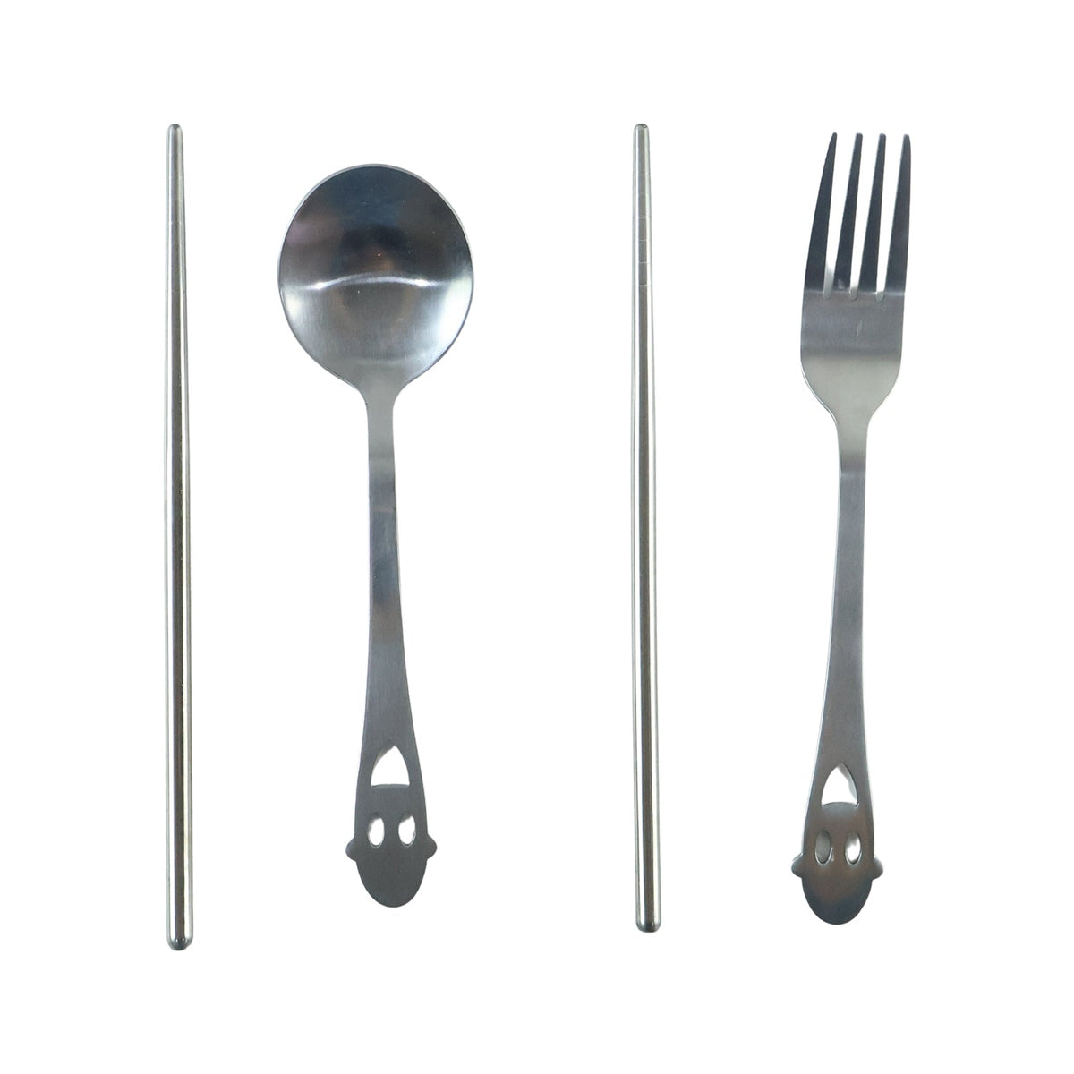 Eco friendly reusable utensils with spoon, fork and chopsticks