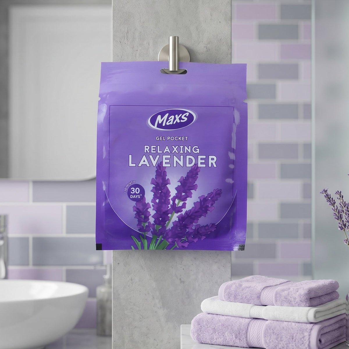 Maxs Lavender Gel Air Freshener in its compact form.