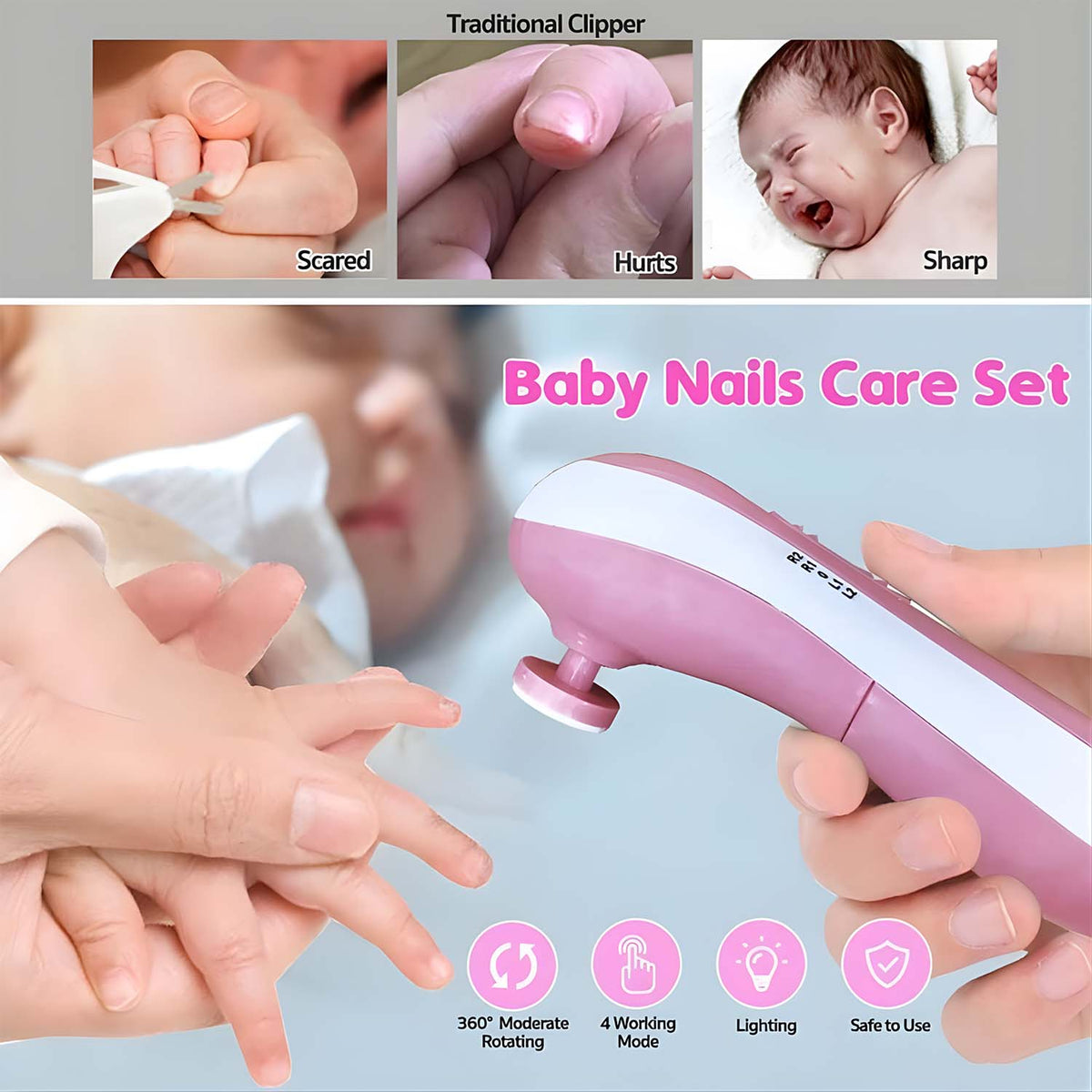 Infographic detailing the recommended grinding heads for babies of different age groups.