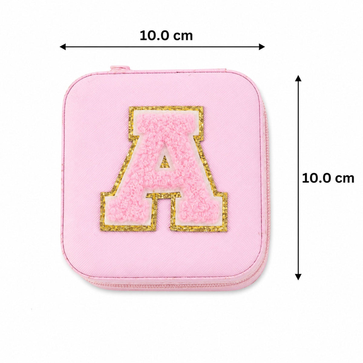 Close-up of the premium PU leather texture and smooth zipper of the Mini Travel Jewellery Box.