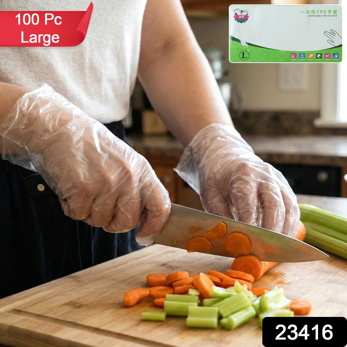 Kitchen disposable gloves in transparent design